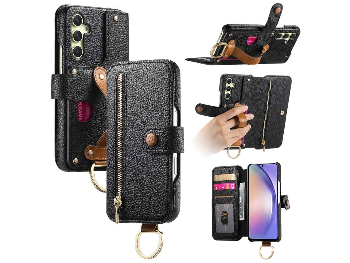 Capa Panoona Para Samsung Galaxy S26plus , Com Fivela De Anel Para Pulseiraem Couro Preto