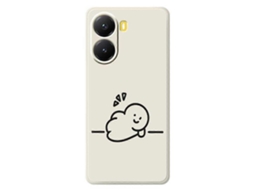 Capa Tkdaddy Para Xiaomi Redmi Turbo 4 5g / Poco X7 Pro 5g Com Estampa De Bonecos Palitos E Bordas Retas Em Tpu, Capa Traseira Bege