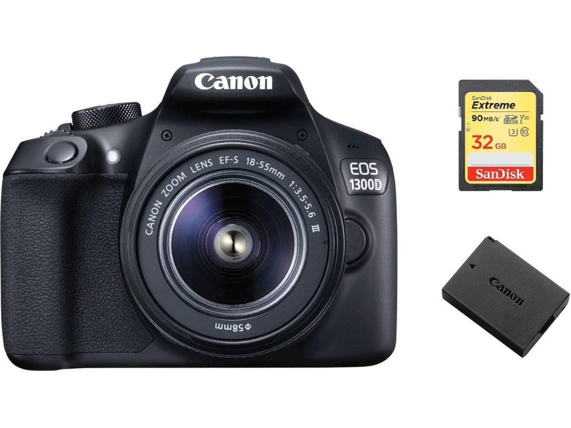 Kit Máquina Fotográfica CANON EOS 1300D + EF-S 18-55mm F3.5-5.6 III (APS-C)