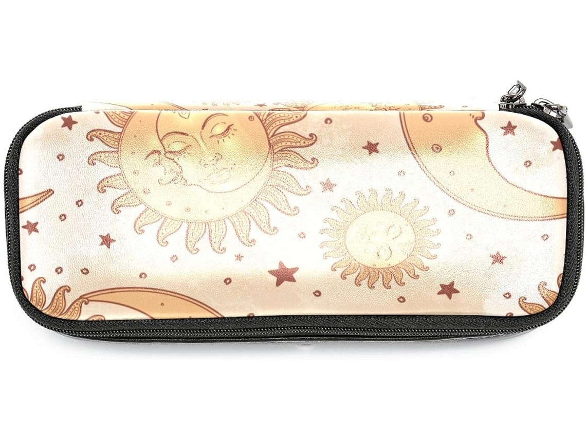 Estojo Grande Com Design Vintage De Sol E Lua, Ideal Escola, Escritório, Adultos, Meninas E Meninos