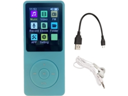 Leitor portátil de MP3/MP4 de 1,8 polegadas com rádio FM e gravador de vídeo, design fino, 32g (azul)