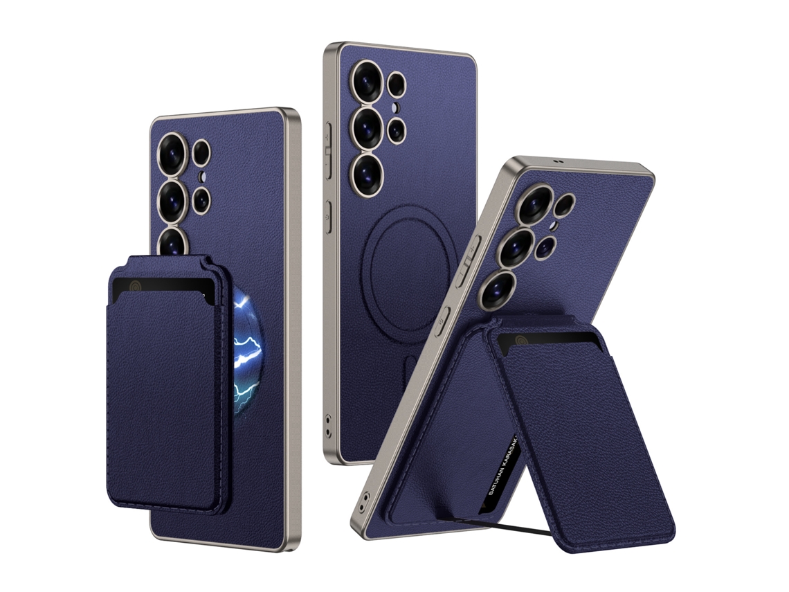 Capa Magnética Hexinyigjly Para Para Samsung S25 Ultra, Pele Com Carteira Removível E Suporte, Slot Para Cartões Roxo