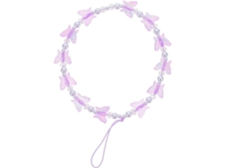 Pulseira/corrente Para Celular Com Miçangas De Resina E Plástico Roxo