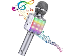 Microfone De Karaokê Sem Fio Bluetooth Portátil Led