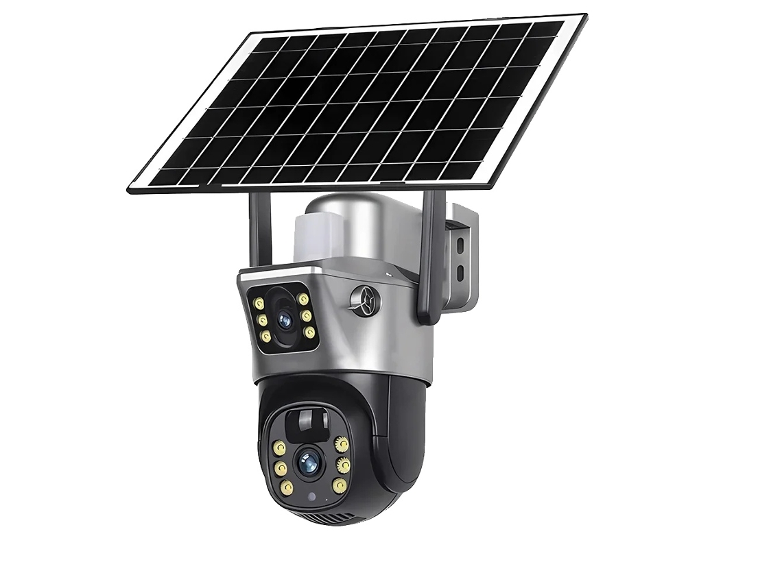 Câmera Solar, Lente Dupla, Visão Noturna, Câmera Wifi 128gb Sd