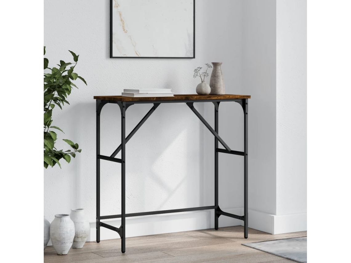 Vidaxl Mesa Consola 75x32x75 Cm Derivados De Madeira Carvalho Fumado
