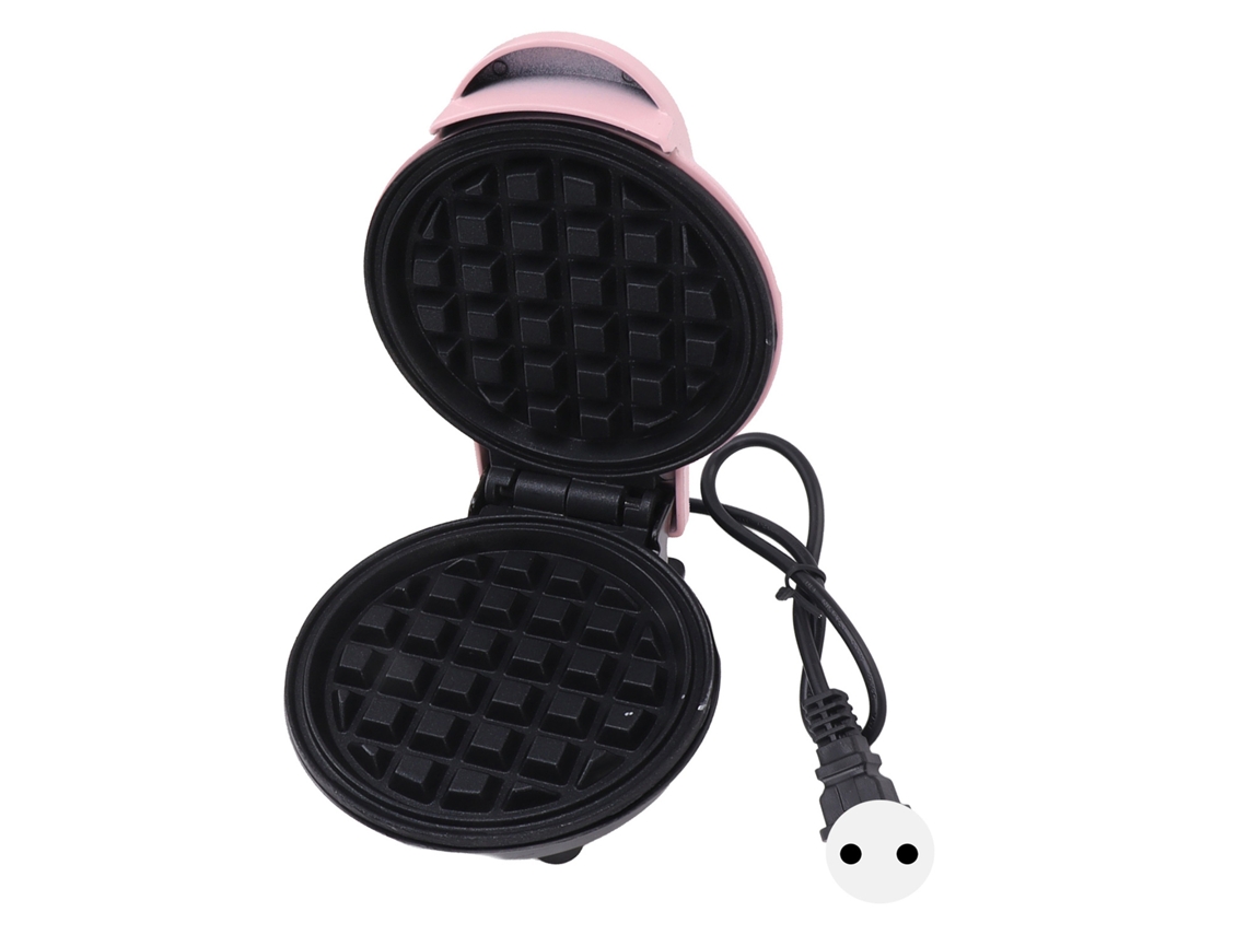 Máquina de Waffles Mini Antiaderente Multifuncional para Café da Manhã com Plugue Eu 220v Rosa
