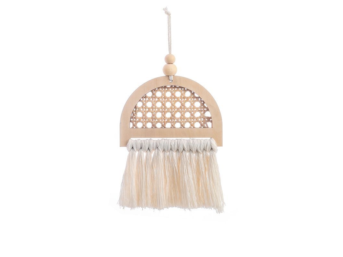 Decoração de Parede Macramê de Bambú Mini Linjou, para Apartamento e Quarto