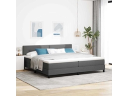 Vidaxl Cama Box Com Cabeceira Manual Cinza Escuro 200 X 200 Cm Tecido