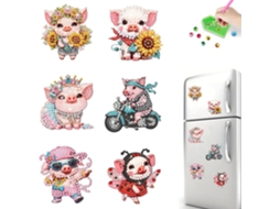 Adesivos Magnéticos Para Geladeira, Com Desenho De Porco Em Formato Diamante, Em Acrílico