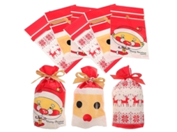 Conjunto De 50 Sacolas De Presente Com Cordão Para Natal, Sacolas Para Doces De Natal, Sacolas Para Presentes De Natal Hengjian