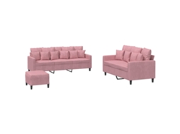 Maison Exclusive - 3 Pcs Conjunto De Sofás Com Almofadões Veludo Rosa