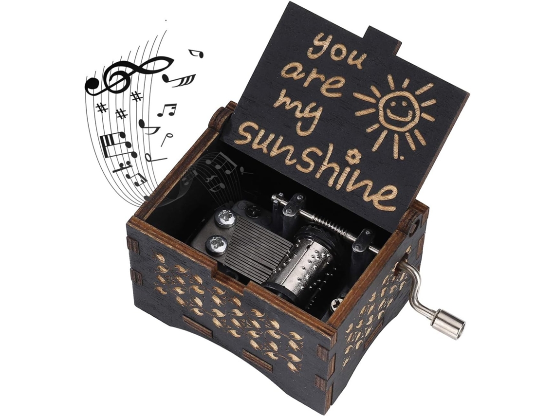 Caixa de Música na Madeira com Crank You Are My Sunshine Music AQUAFORGE