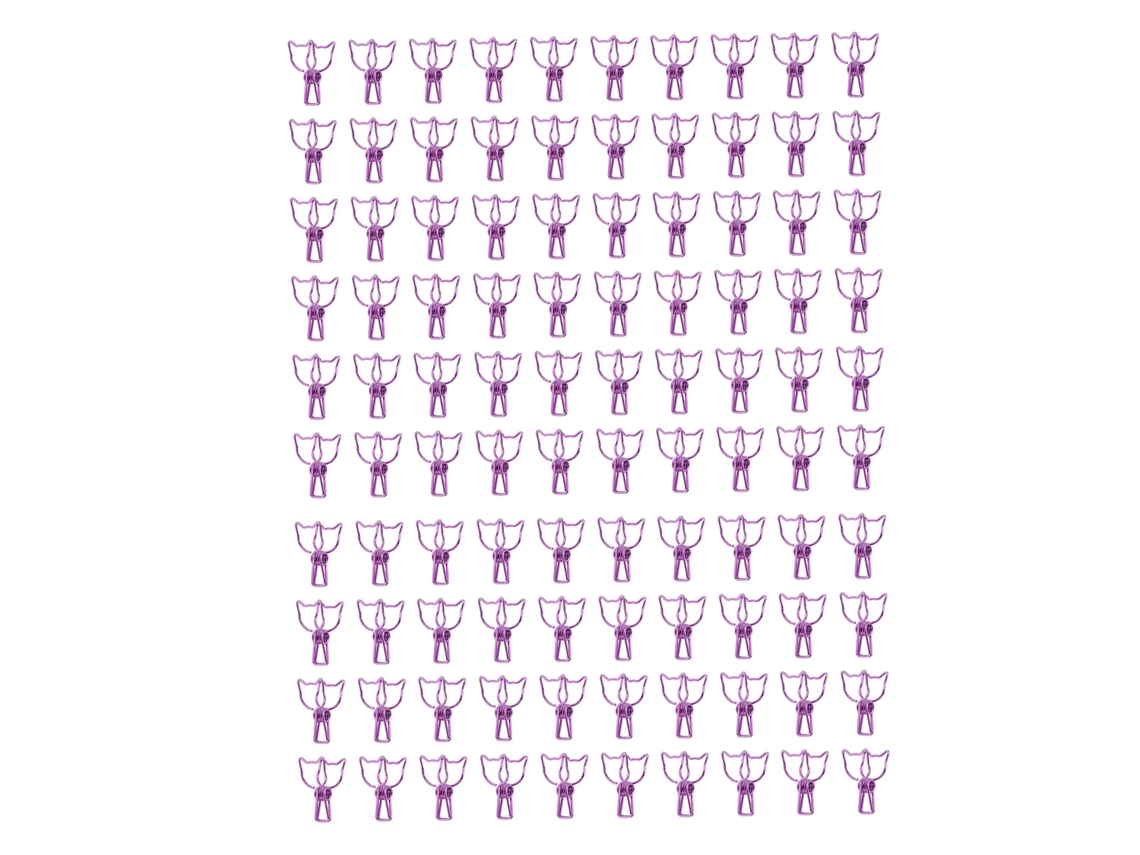 100 Pinças De Pastel De Gato Bonito Cartoons Força Forte Clip De Papel Metal Para Escritório Roxo
