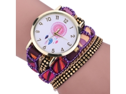 Relógio de Pulso Feminino Étnico Retro Sonhador Multicamadas com Movimento de Quartzo