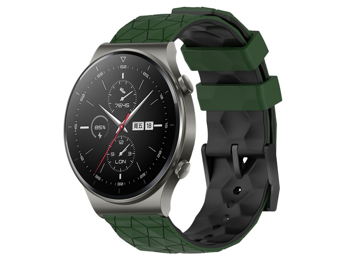 Bracelete de Smartwatch para Huawei GT2 Pro 22 mm padrão de futebol de silicone de duas cores (verde militar + preto)