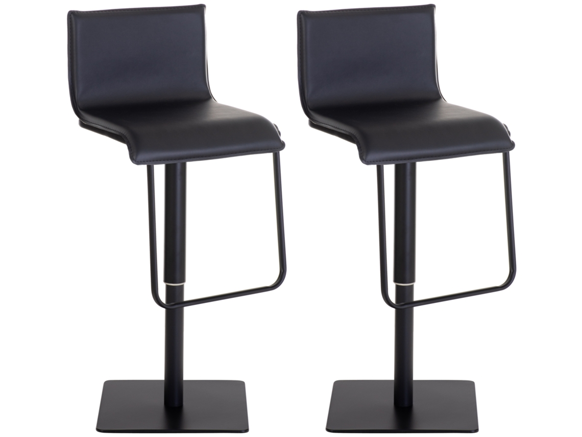 Conjunto de 2 bancos de bar em imitação de pele Limon preto/preto CLP