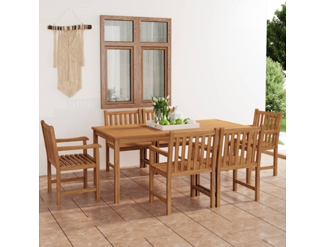 Conjunto de Refeição com 7 Peças (180 x 90 x 77 - Madeira - Castanho)