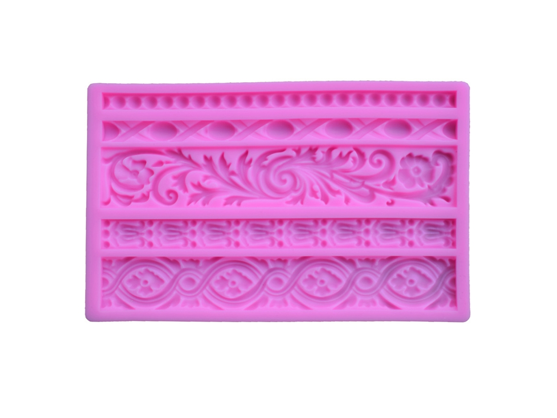 Mold de Silicone S/MARCA, para Borda de Bolo, Relevo Barroco, Decoração