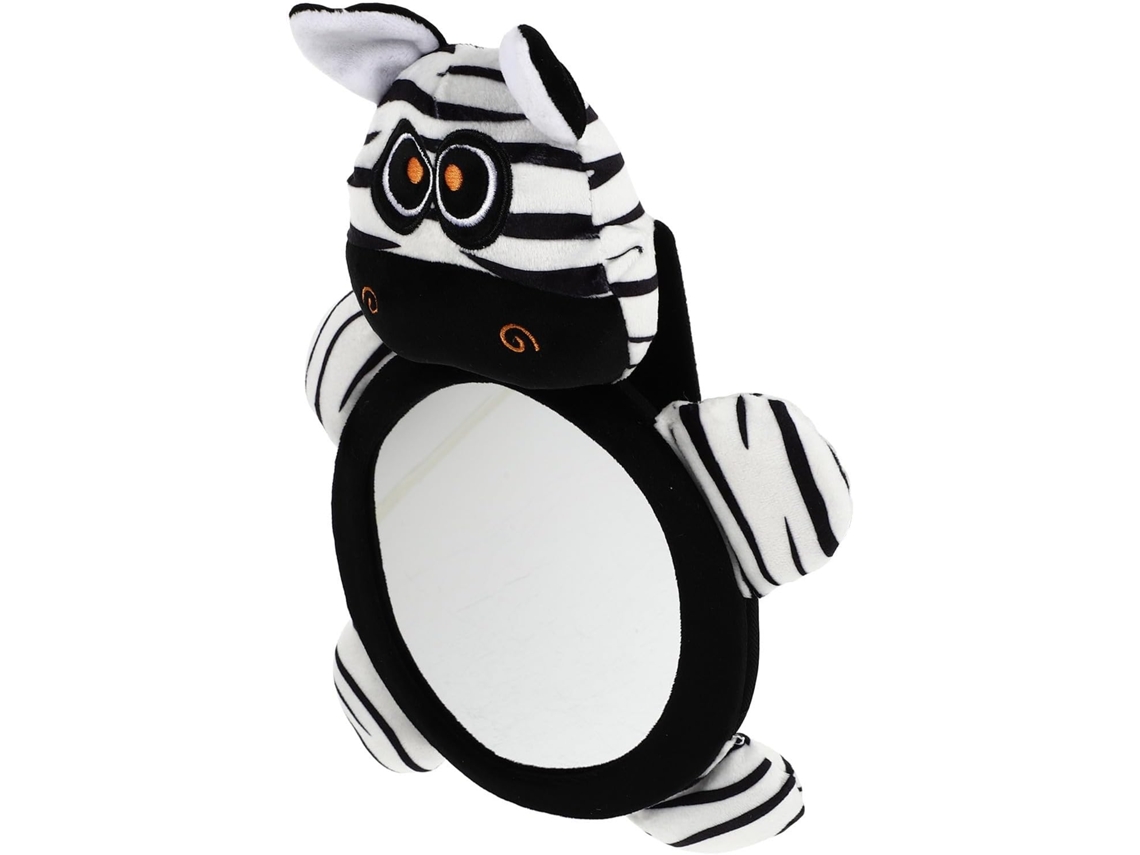 Espelho Retrovisor Interno Em Acrílico Preto Com Formato De Zebra, Que Chama A Atenção No Carro.