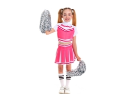 Fato de líder de claque rosa para menina