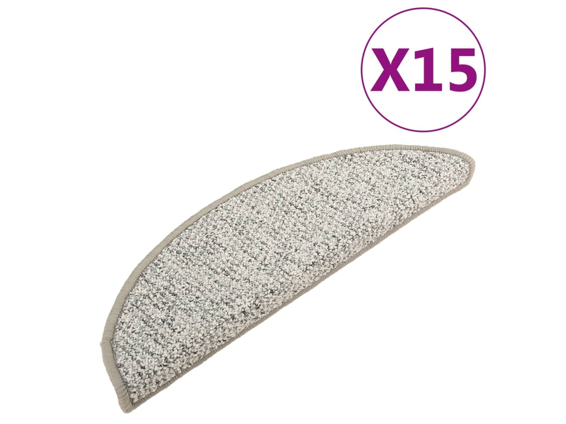 Tapete/carpete para Degraus 15 Pcs 56x17x3 Cm Cinzento claro MAISON EXCLUSIVE
