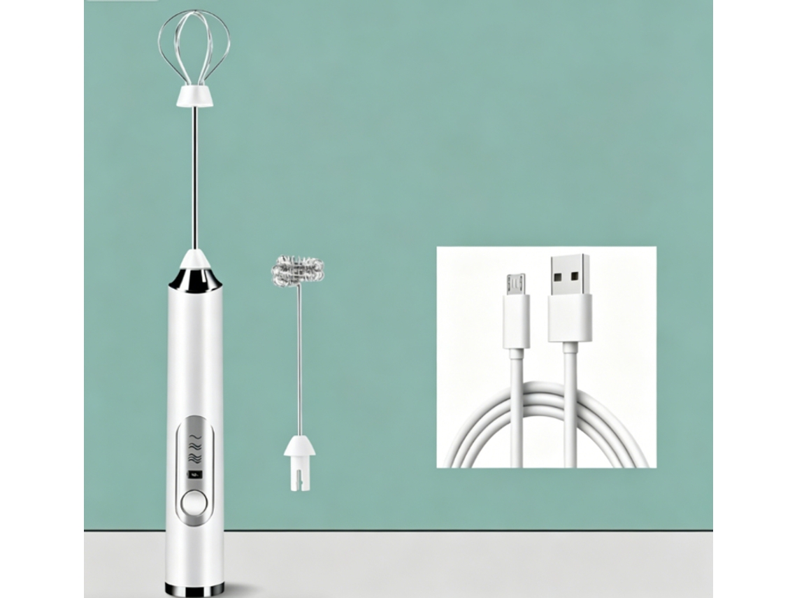 Mini Batedor De Chantilly Automático Sem Fios - Branco