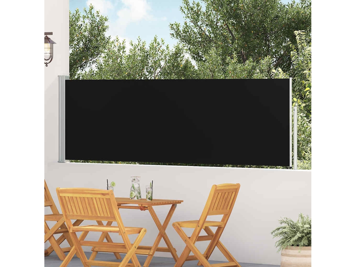 Vidaxl Toldo Lateral Retrátil Para Pátio 100x514 Cm Preto