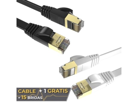 Pacote Max. de Ligação 2 Cabos Ethernet Planos Cat7 Rj45 32Awg 3M + 15 Flanges Frequência Até 1000 Mhz Pacote Pvc 2 Tamanho 3M Multicor