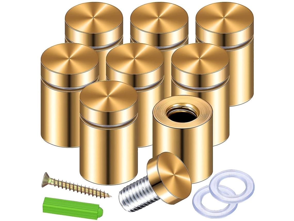 Kit Com 8 Parafusos Separadores Dourados De 3/4 X 6/5 Polegadas Para Fixar Placas De Acrílico E Quadros-sdcy
