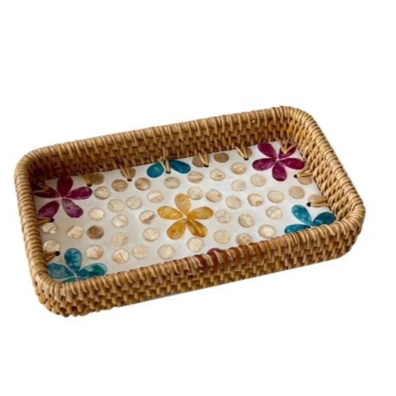 Bandeja de Armazenamento em Rattan , Bandeja Decorativa para Frutas. MDUG (sun Small 22 X 12 X 4 Cm)