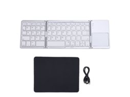 Teclado Sem Fio Bluetooth Plegável Prata+branco