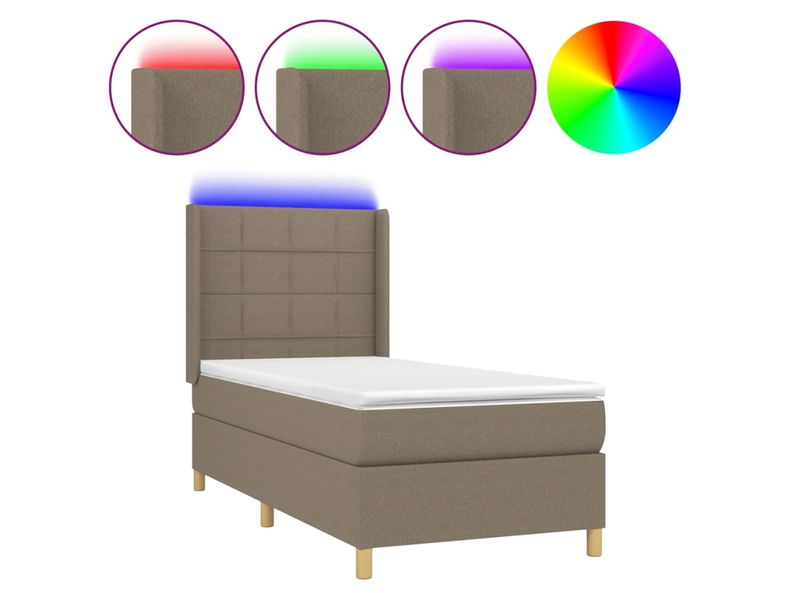Box Spring Bed, Box Spring Beds Vidaxl Cinzento-acastanhado Tecido (90 X 200 Cm)