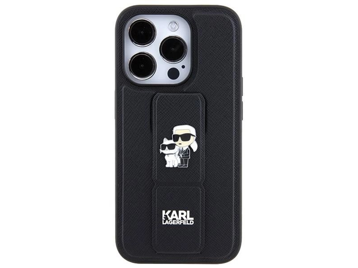 Estojo Gripstand Pinos Saffiano para iPhone 13 Pro Max KARL LAGERFELD Preto