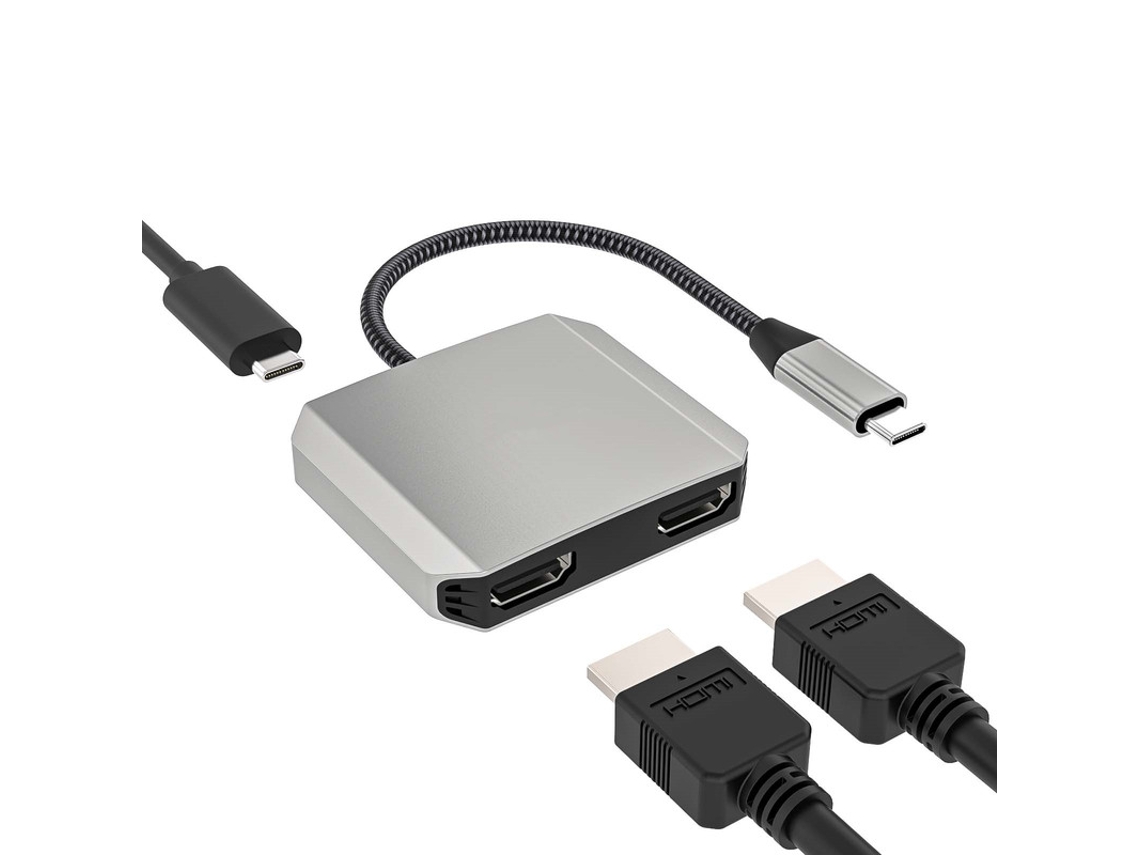 Yizhood Usb C para estação de encaixe HDMI dupla com suporte para adaptador HDMI 4k60hz 3 em 1 87w de fornecimento de energia cinza