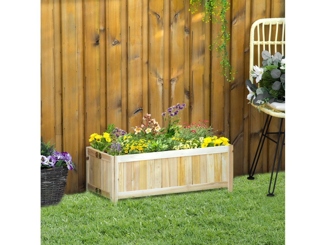 Canteiro Dobrável Para Plantas 70x30x25cm, Jardim, Terraço E Varanda, Madeira De Abeto Natural