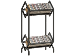 Suporte de Cd 50. Suporte de Vinil Metálico de 2 Níveis para Dvd. Livros. Álbum. Preto Ge