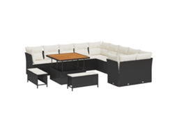 Conjunto 13 Conjunto De Sofá De Jardim Vidaxl Preto Vime Pe (100 X 100 X 71 Cm)