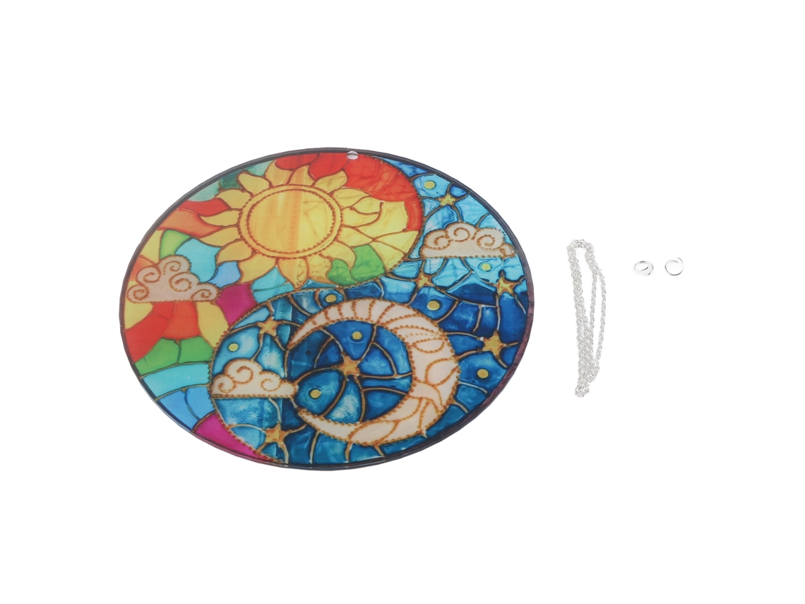 Anhänge Decorativo Lua e Sol Colorido Presente Yin yang