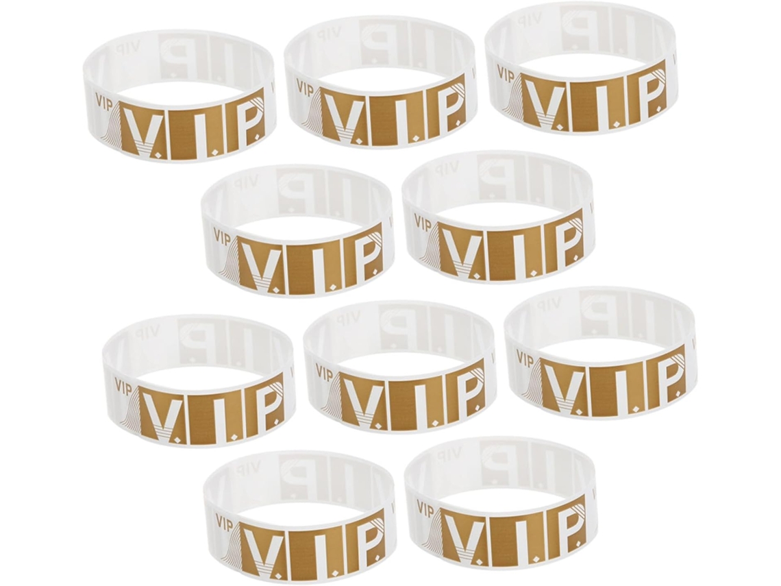Pulseiras VIP para Eventos, Pulseiras de Papel Sintético em Prova d'Água, Tamanho Único, Cor Dourada, 100 Unidades para