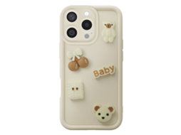 Capa Para Iphone 16 Pro Com Motivos Ursinho Kawaii Em 3d E Borda Elevada