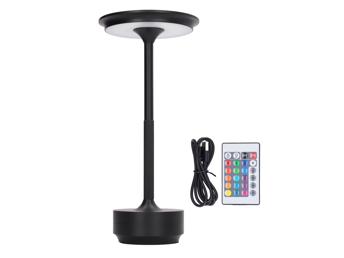 2026 lâmpada de Mesa Led Recarregável Rgb 16 Cores Portátil com Controle Remoto Metal Preto para Escritório Sala de Estar