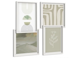 Composição De Quadros Gráficos Pastel Estilosos Da Natureza Espelharte (4 Peças)