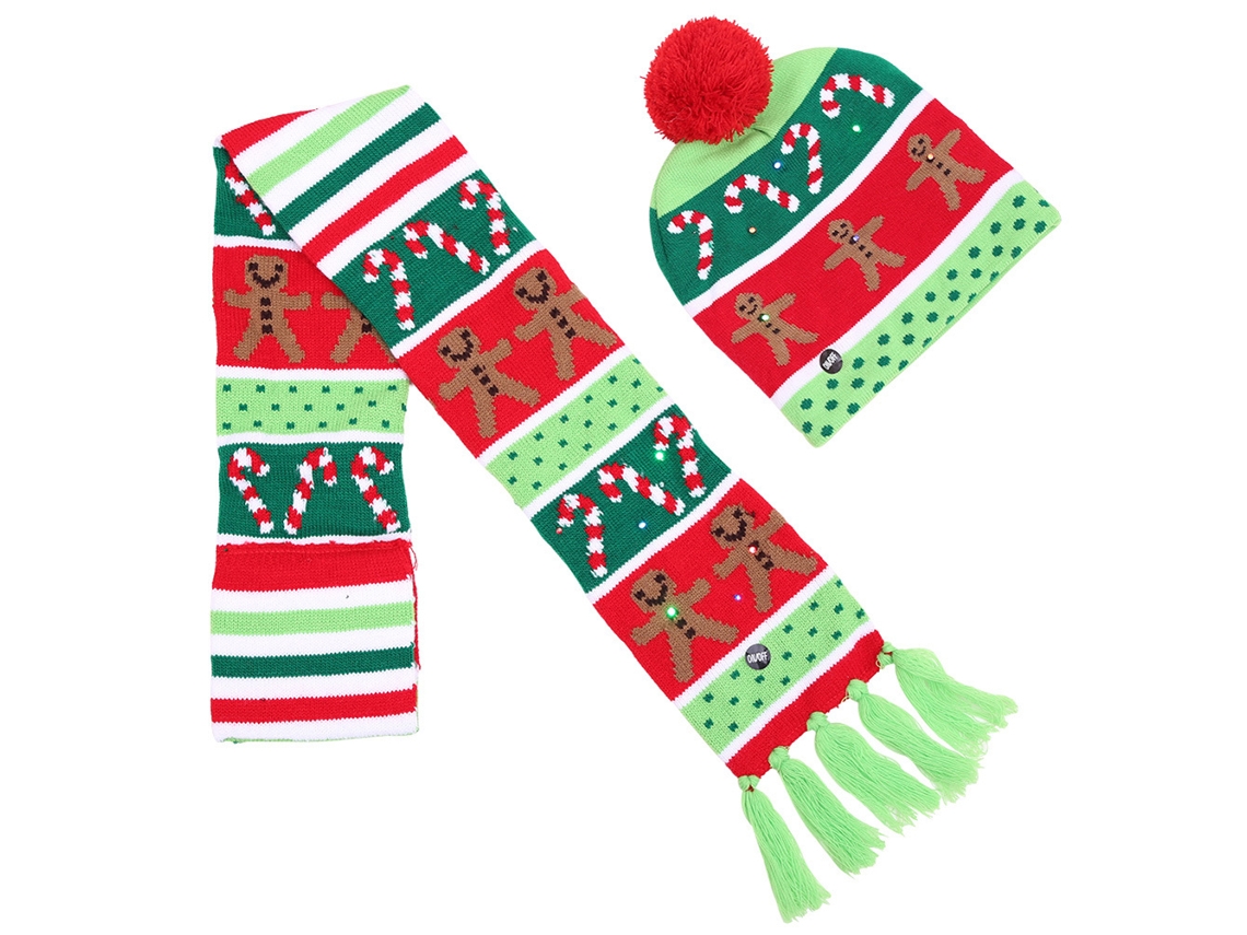 Laxiscreed Conjunto De Gorro E Cachecol De Natal Para Adultos E Crianças Com Detalhes Coloridos
