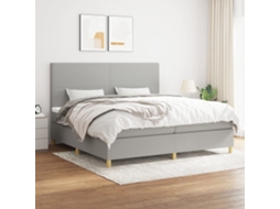 Vidaxl Cama Com Molas/colchão 200x200 Cm Tecido Cinza-claro