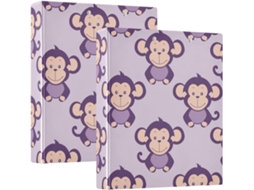 Violet Monkey School Paste 1, 5 Polegadas, 3 Anéis com Sacos Internos, Pacote com 1 ou 2 Unidades, 200 Folhas