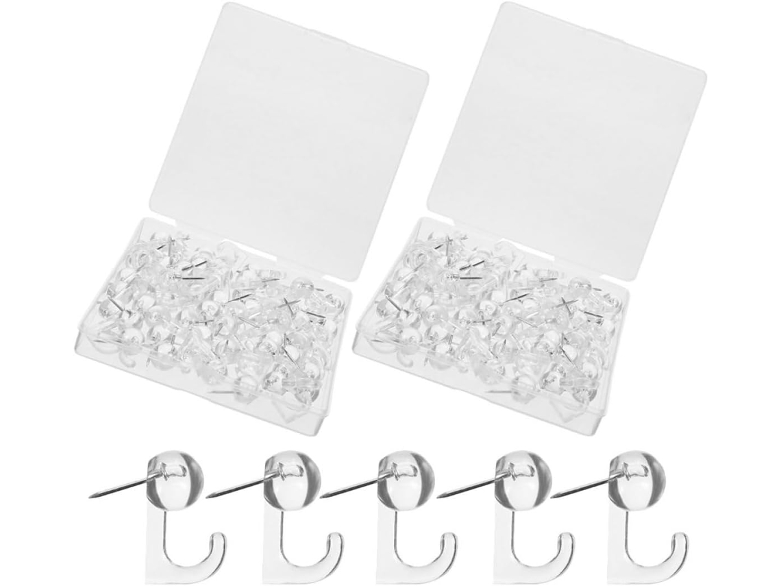 Pequenas Tachinhas Decorativas, 100 Tachinhas de Plástico e Aço para Fixar Fotos e Documentos, Pacote com 100 Unidades