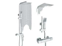 Conjunto De Torneira De Chuveiro, Controle Termostático, Design De Duas Alças, Chrome