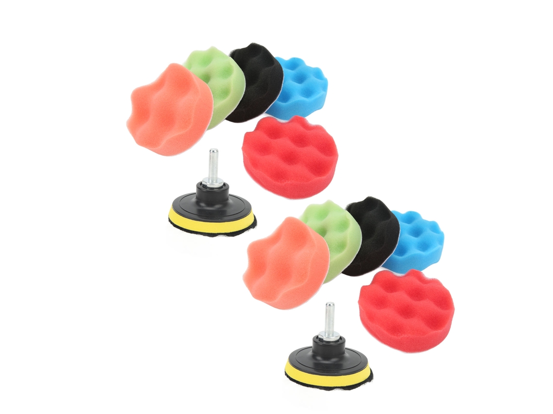 2 Set Esponja De Polimento 3in 5 Cores Com Barra De Conexão Para Furadeira Elétrica Para Carros