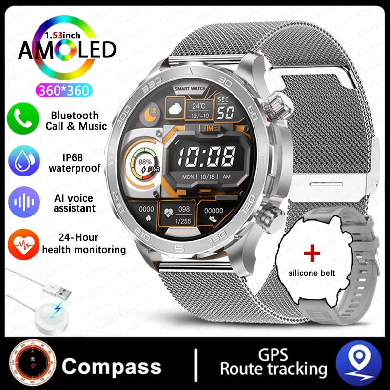 Relógio Inteligente Com Monitor De Frequência Cardíaca, À Prova D'água E Com Chamadas Bluetooth.